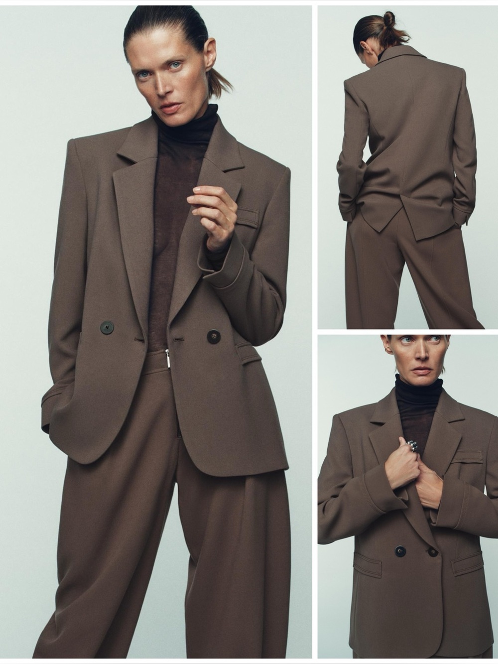 ZARA ~ Double-breasted jacket with padded shoulders